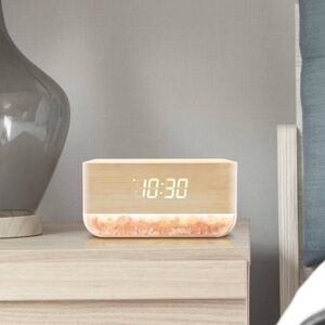 Brookstone Sunrise Alarm Clock with Himalayan Salt Base Novelty Table Lamp